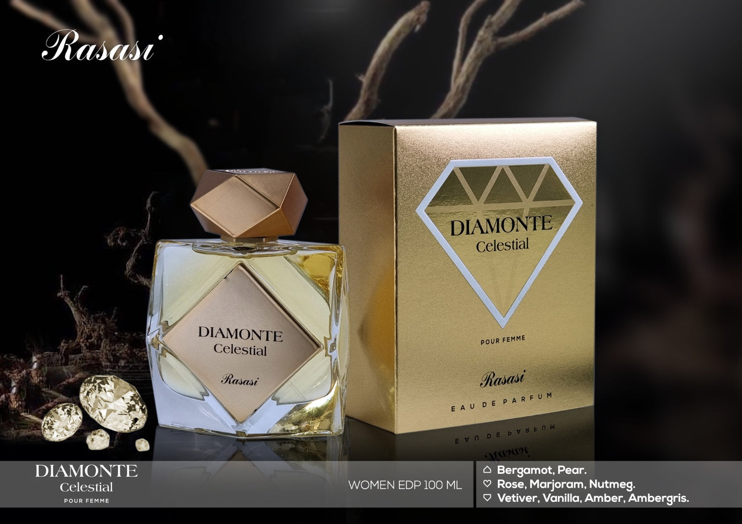 DIAMONTE CELESTIAL POUR FEMME EDP 100ML FOR WOMEN BY RASASI PERFUMES